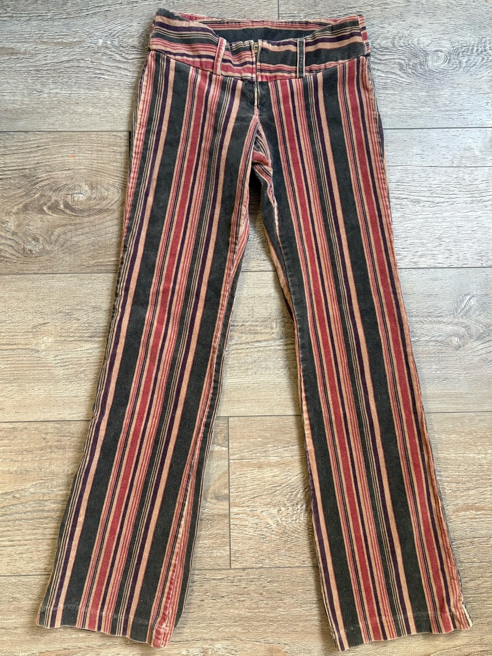 Vintage Y2K Forever 21 Corduroy Multicolor Striped Low Rise Bootcut Pants